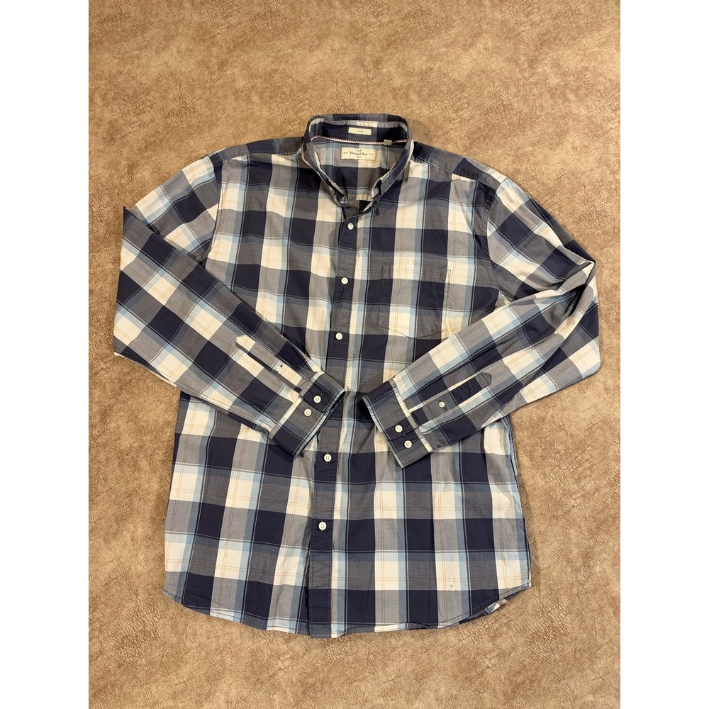 Hawker Rye Mens Blue White Plaid Long Sleeve Button Down Shirt XXLT
